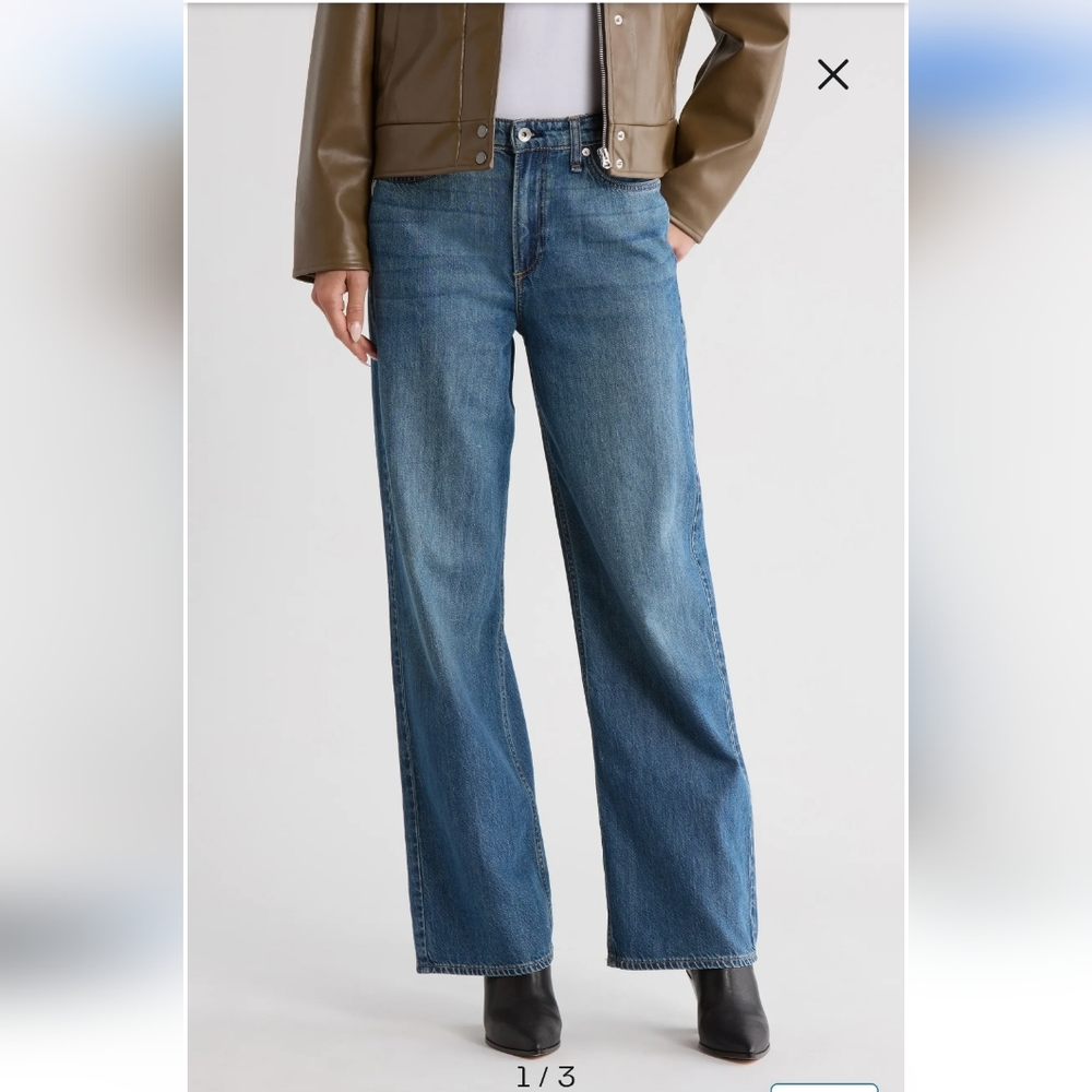 Rag & Bone Lori Mid Rise Wide Leg Jeans in Covington Wash, Size 29 NWT - Picture 4 of 13